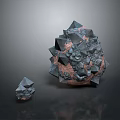 3D Rendered Wood and Stone Samples with Irregular Dark Surfaces Sharp Facets and Brown Bases