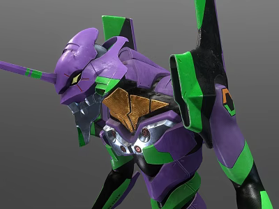 Purple And Green Sci Fi Mech Character With Detailed Armor Structure Design 3d model