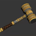 High Quality Hardware Tool Hammer With Golden Decorations And Brown Textured Handle