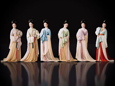 2D Ancient costume figure Song Dynasty lady figure classical beauty antique figure ancient costume beauty antique beauty 3d model