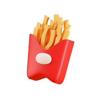 Modern Fries Food Cartoon Fries 3d model