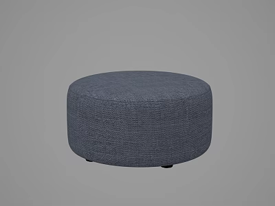 Round Gray Textured Fabric Ottoman with Black Legs for Home Living Room 3d model