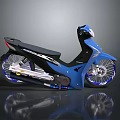 Blue Scooter Modern Design With Sleek Body Stylish Wheels And Black Seat