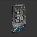Coastal Industrial Building Complex with Dome Structures Near Ocean Water and Green Vegetation Areas