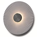 Modern Black Round Wall Lamp With Radiating Stripes And Central Circular Panel 3d model
