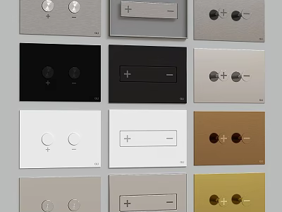 Various Colored Electrical Wall Switches With Different Design Patterns And Finishes 3d model