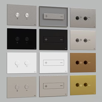 Various Colored Electrical Wall Switches With Different Design Patterns And Finishes 3d model