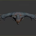 3D Model Game Movie Character With Blue Skin Orange Belly Large Ears Big Nose Standing