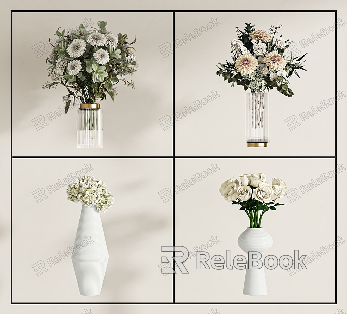 Modern vase floral combination model