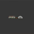 Cartoon Scene With Multi Story Red White Block Buildings Small Green House Dome And Vehicles