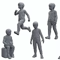 Boys In Gray Tracksuit With Long Sleeve Top Pants And Various Active Poses