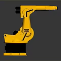 Yellow Robotic Arm Game Movie Character With KUKA Logo And 3D Industrial Design Model