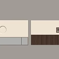 Middle-style bedside background wall 3d model