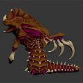 Fierce Fantasy Creature With Orange Pink Exoskeleton Spiked Body Clawed Limbs And Long Tail