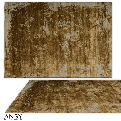 Elegant Brown Beige Square Rug With Distressed Vintage Texture For Home Decor 3d model