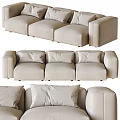 Light Colored Three seater Sofa with Modern Minimalist Cushions Design 3d model
