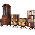 Traditional Wooden Bookcase Collection With Drawers Multiple Shelves And Various Sizes