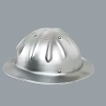 Man Wearing Silver Safety Helmet For Industrial Work Protection Gear