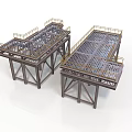 Industrial Metal Platform Equipment With Steel Frames Grated Floors And Safety Railings