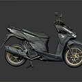 Modern Dark Colored Scooter Motorcycle With Sleek Gold Wheels Design
