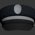 Black Police Hat with Metal Badge and Black White Checkered Band