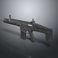 Modern Tactical Rifle With Black Design Rail System Magazine And Tactical Grip