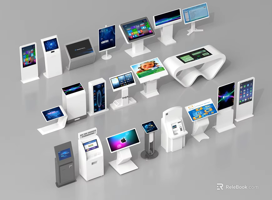 Various Modern All in One Machines With Different Styles And Interactive Screens 3d model