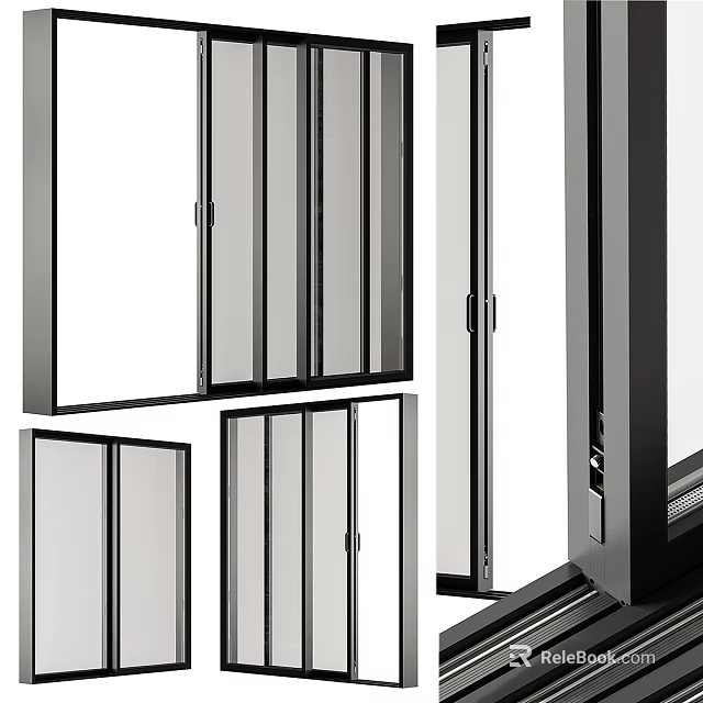 Modern Door And Window Designs In Black Frames 3d model 