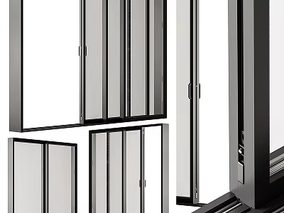 Modern Door And Window Designs In Black Frames 3d model