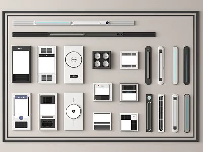 Smart Home Control Devices Including Switches Panels And Sensors 3d model
