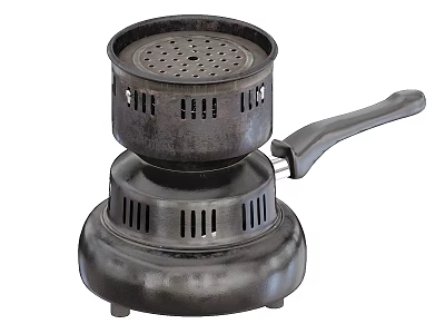 Black Two Tiered Kitchen Stove With Perforated Top And Handle 3d model