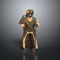Full Body Adventurer Character With Headscarf Goggles Green Vest Brown Pants And Rifle