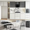 Modern Kitchen Interior With White And Gray Cabinets Marble Countertop Appliances