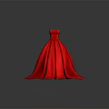 Elegant Red Strapless Formal Gown With Flowing Floor Length Skirt Design