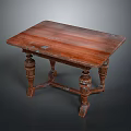 Vintage Wooden Dining Table With Intricate Carved Legs And Rectangular Top