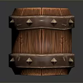 Rustic Decorative Textured Wooden Barrel With Hexagonal Top And Metal Spikes