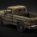 Rusty Vintage Green Truck With Weathered Paint And Open Bed Design