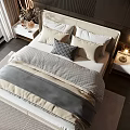 Modern Bedroom Interior With Double Bed Decorative Pillows Bedside Lamps And Window View