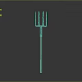 Metal Pronged Trident With Wooden Handle On Gray Gradient Background