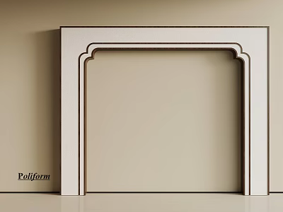 Minimalist White Door Arch Design With Beige Wall Background And Simple Frame Detailing 3d model