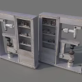 Vintage Medical Instruments Storage With Two Metal Cabinets And Parts