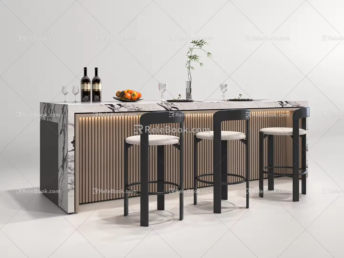 Bar chair combination 3d model