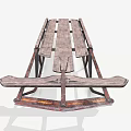 Wooden Slatted Metal Frame Sled Sports Equipment For Outdoor Winter Activities