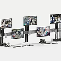 Professional Surveillance Control Station With Multiple Monitors And Workstation Equipment
