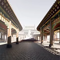 Chinese-style Corridor Ancient Corridor Architecture 3d model