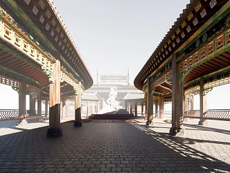 Chinese-style Corridor Ancient Corridor Architecture 3d model