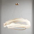 Elegant Modern White Wavy Curved Chandelier With Lighted Design Elements For Interiors 3d model