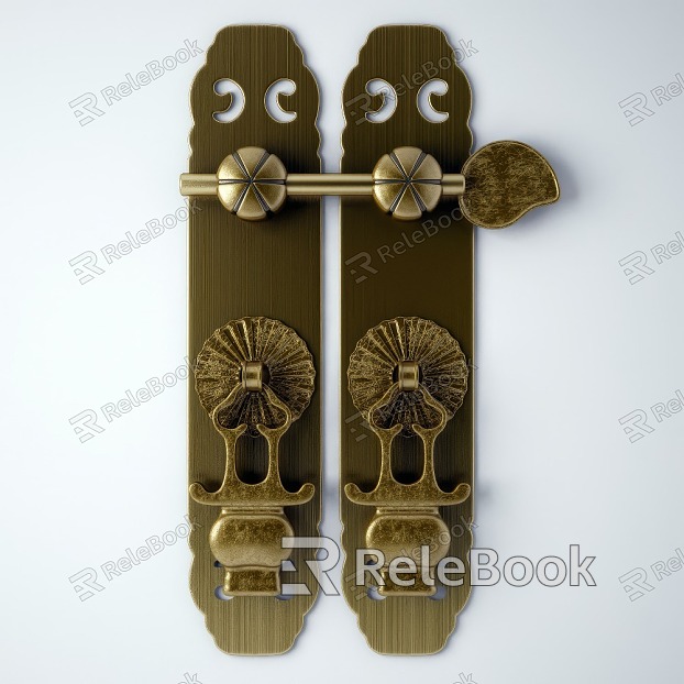 Chinese-style Gula Handle Door Latching Pin Buckle Chinese-style Handle Chinese-style Retro Copper Handle model