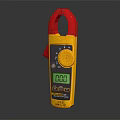 Electronic Clamp Meter With Red Yellow Housing And Digital LCD 3d model
