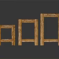 Three Wooden Stools of Different Sizes with Textured Surface and Modern Design